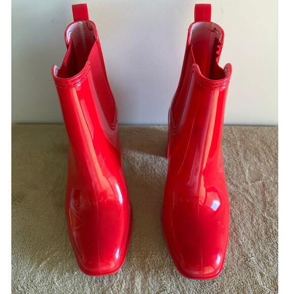 Jeffrey Campbell PVC Hurricane Platform Red Rain Boots Size 7 - Picture 2 of 10